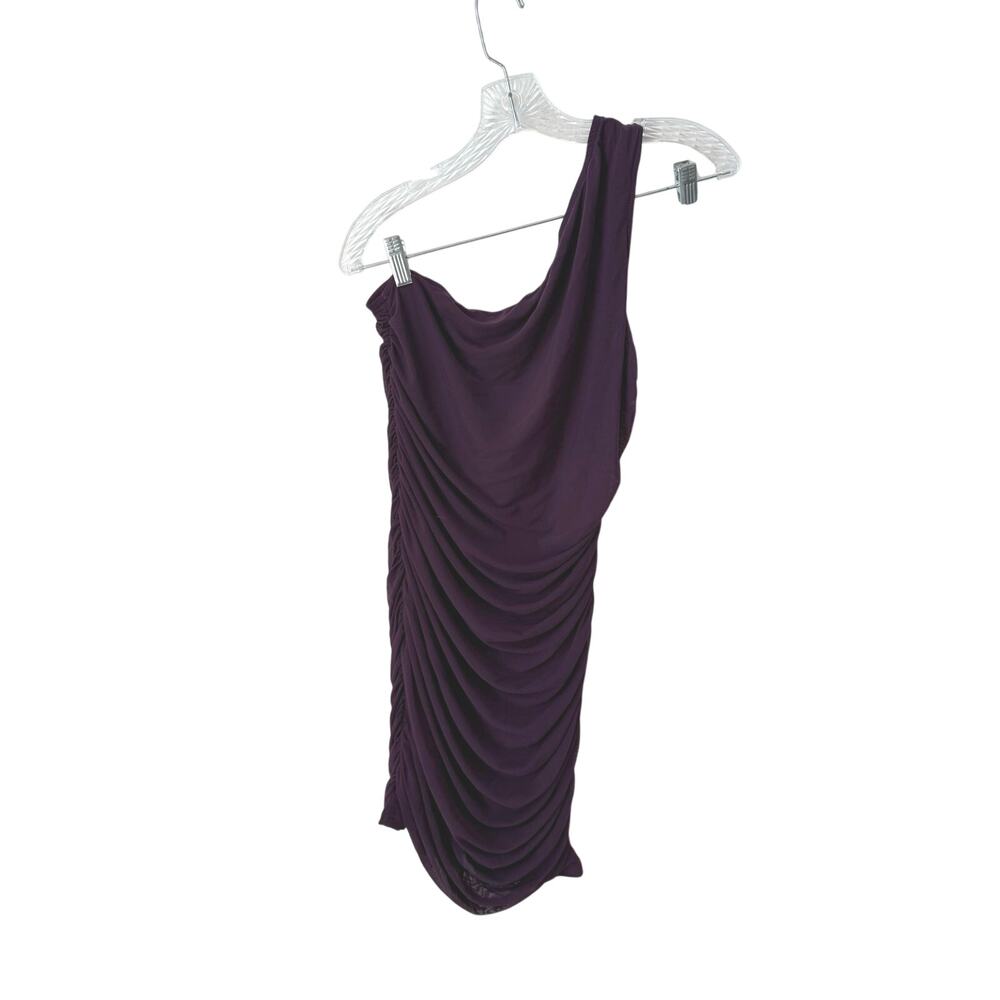 NWT Anrabess Purple Plum One Shoulder Ruched Mini Dress Size Large